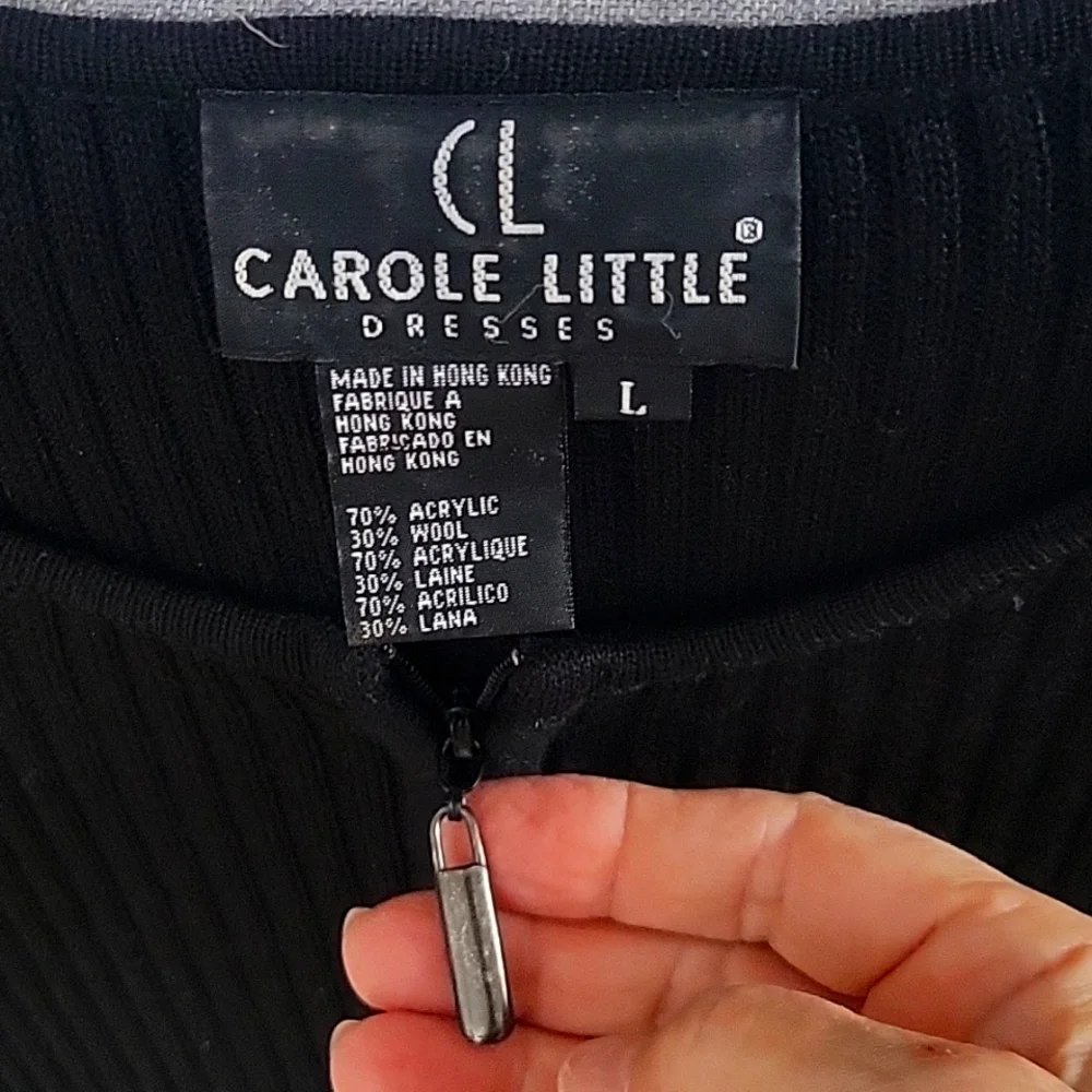 Carole Little Sweater Dress, Large, Black & Gray